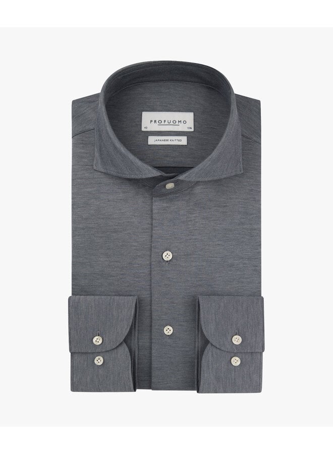 Japanese knitted shirt faux uni blauw