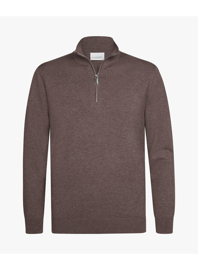 Profuomo half zip lyocell pullover Aubergine