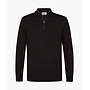 Profuomo half zip lyocell pullover donkerbruin