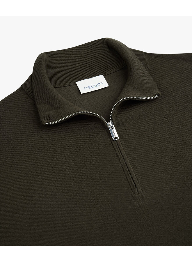 Profuomo half zip lyocell pullover donker groen