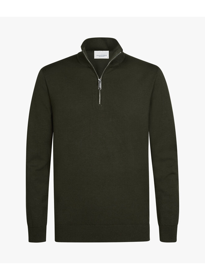 Pullover half zip katoen lyocell dark green