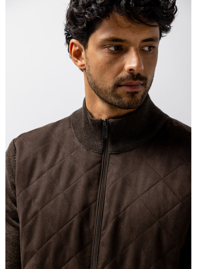 State of Art vest met suede voorkant donkerbruin