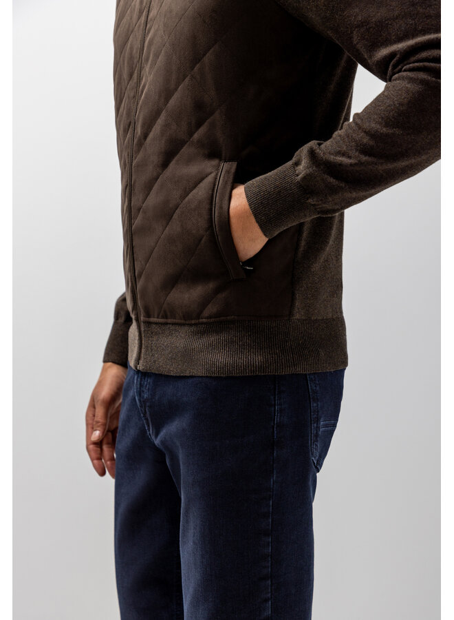 State of Art vest met suede voorkant donkerbruin