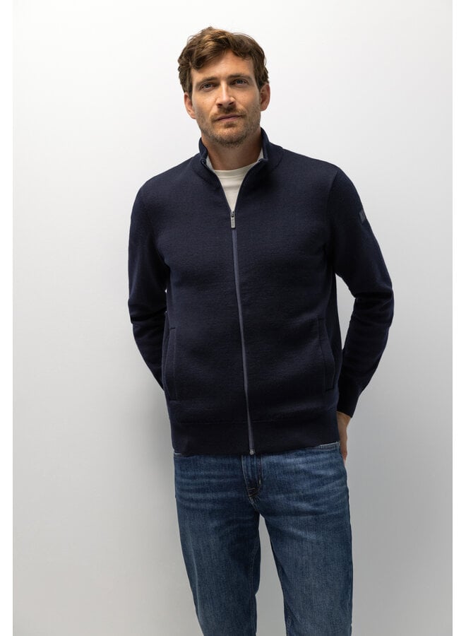 Vest met rits wolmix navy
