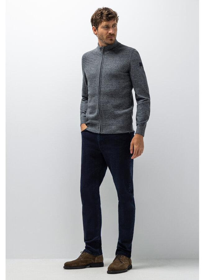 State of Art vest met rits structuur jeansblauw