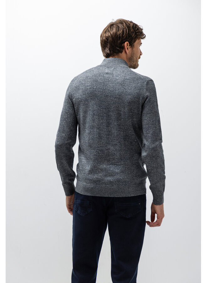 State of Art vest met rits structuur jeansblauw