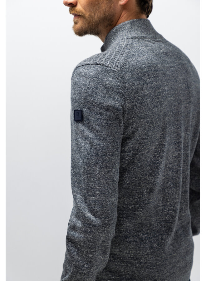 State of Art vest met rits structuur jeansblauw