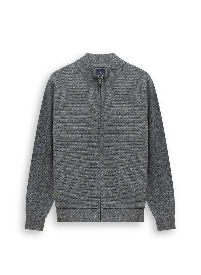 State of Art vest met rits structuur jeansblauw