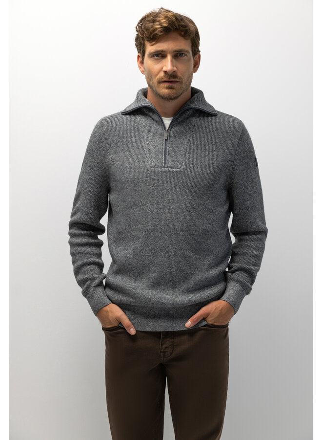 State of Art pullover met schipperskraag jeansblauw