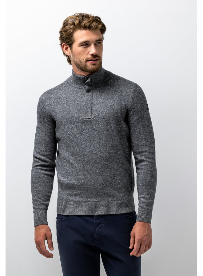 State of Art pullover half zip katoen jeans blauw