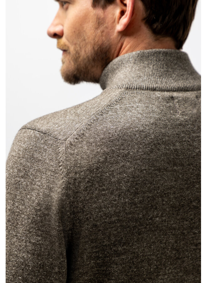 State of Art pullover half zip katoen bruin