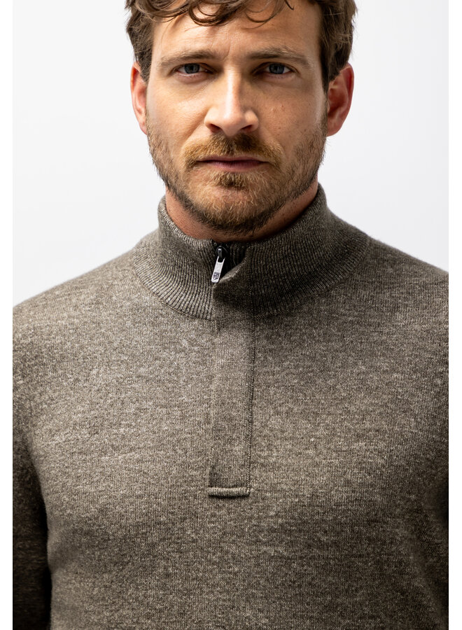 State of Art pullover half zip katoen bruin