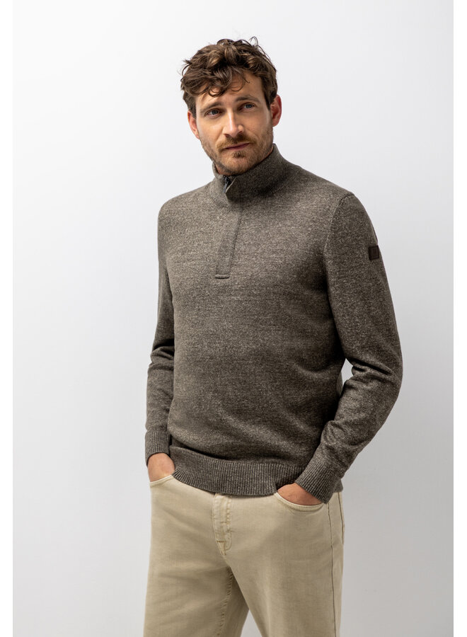 State of Art pullover half zip katoen bruin