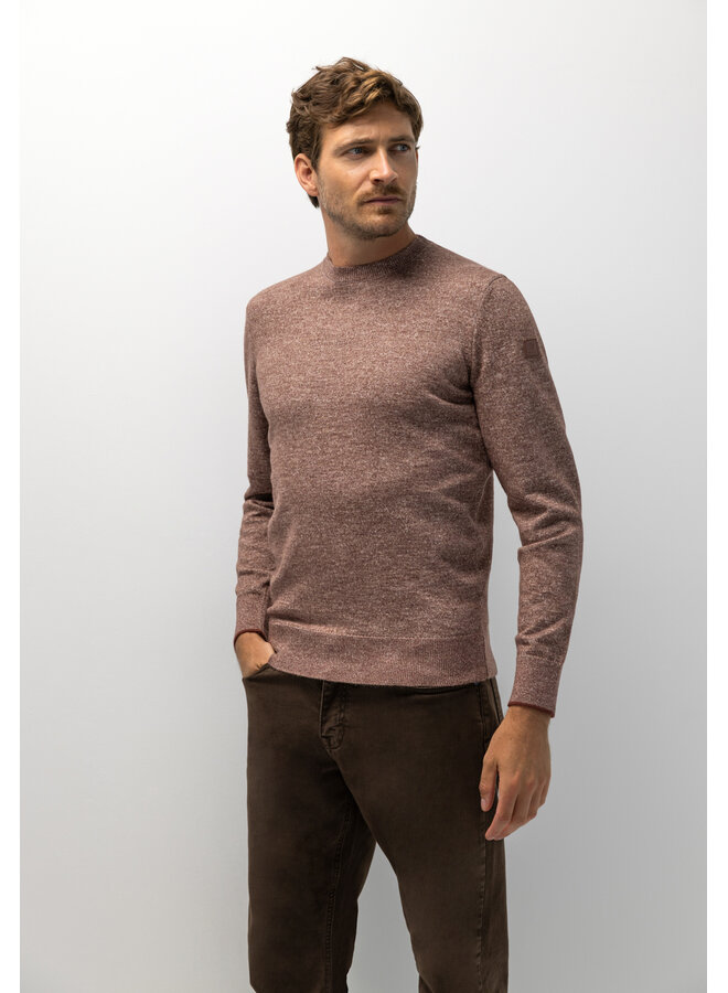 Pullover ronde hals gemêleerde look dusty pink