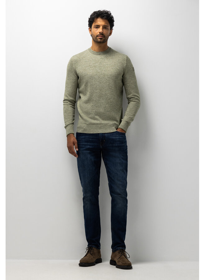 State of Art pullover ronde hals gemêleerde look groen
