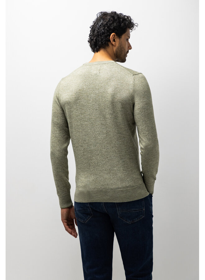 State of Art pullover ronde hals gemêleerde look groen