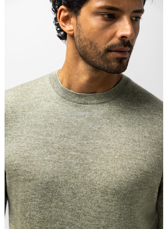 State of Art pullover ronde hals gemêleerde look groen