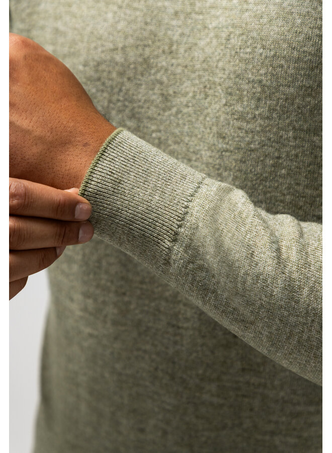 State of Art pullover ronde hals gemêleerde look groen