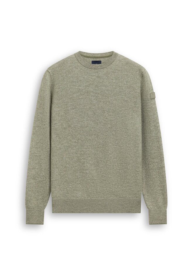 State of Art pullover ronde hals gemêleerde look groen