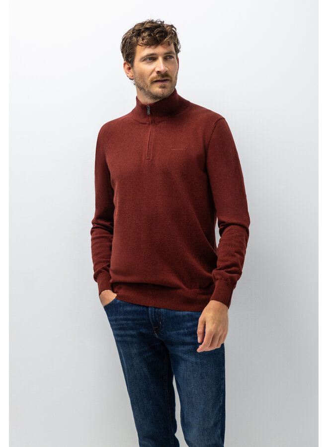 Pullover half zip met borduursel katoen
