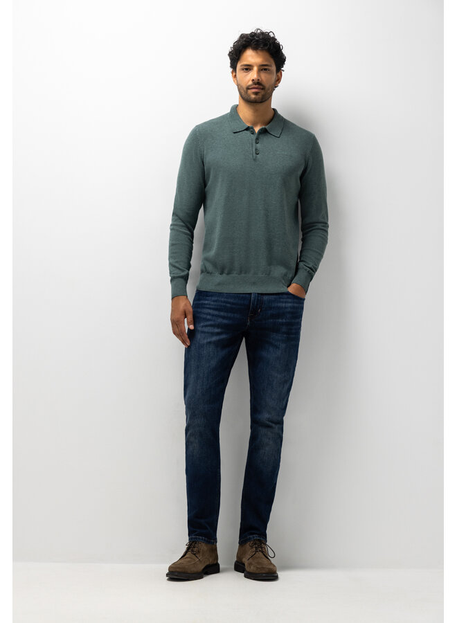 State of Art polo lange mouw gebreid groen