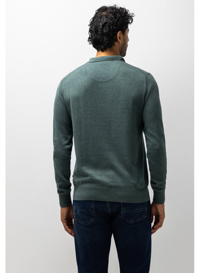 State of Art polo lange mouw gebreid groen