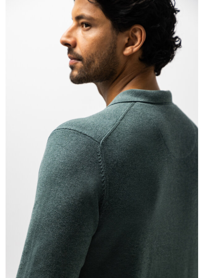 State of Art polo lange mouw gebreid groen