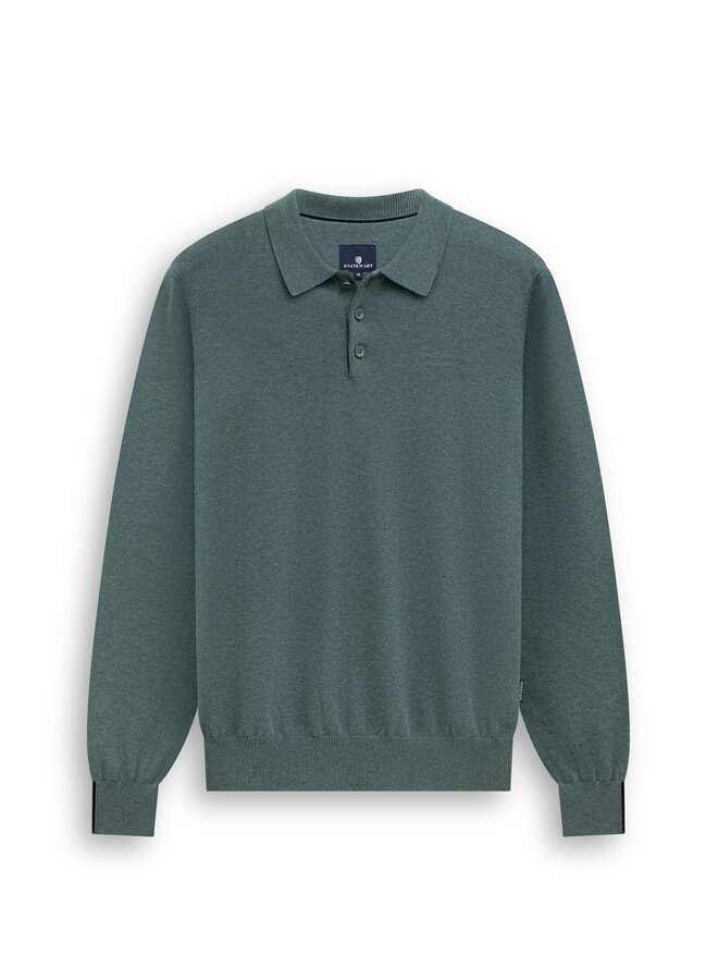 State of Art polo lange mouw gebreid groen