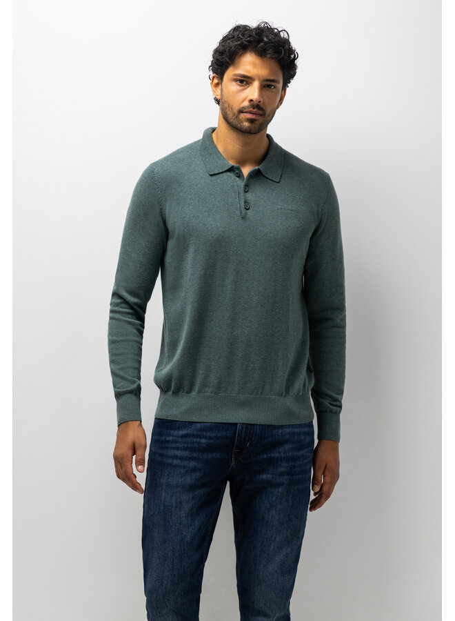 State of Art polo lange mouw gebreid groen