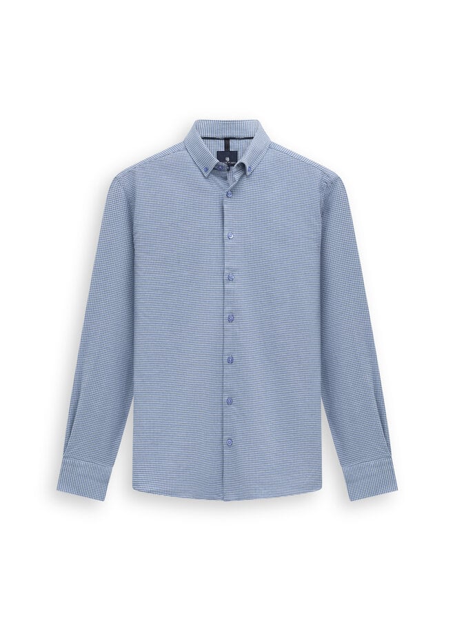 Overhemd lange mouw ruit licht blauw