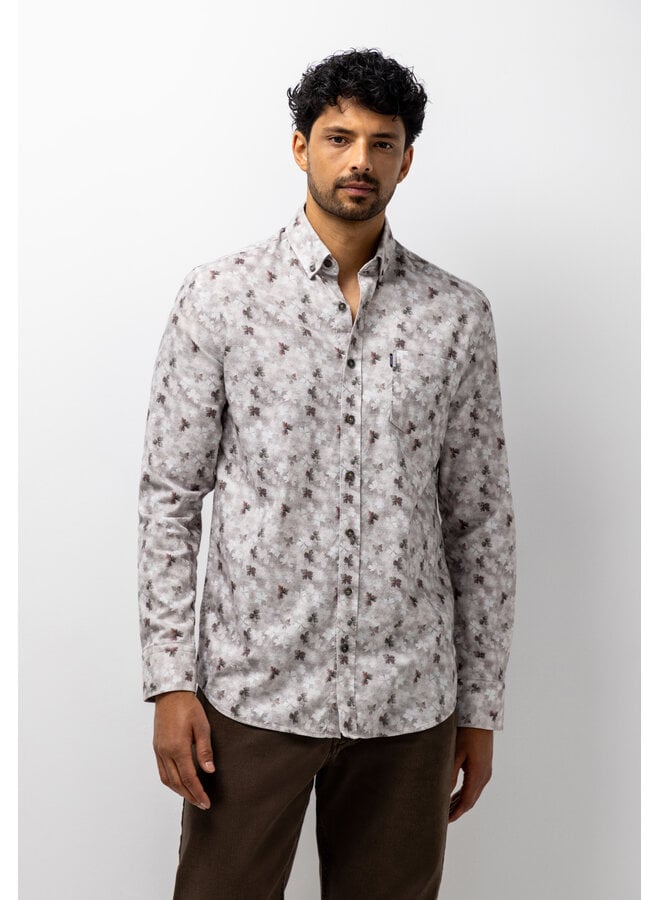 Shirt lange mouw flanel botanische print roze