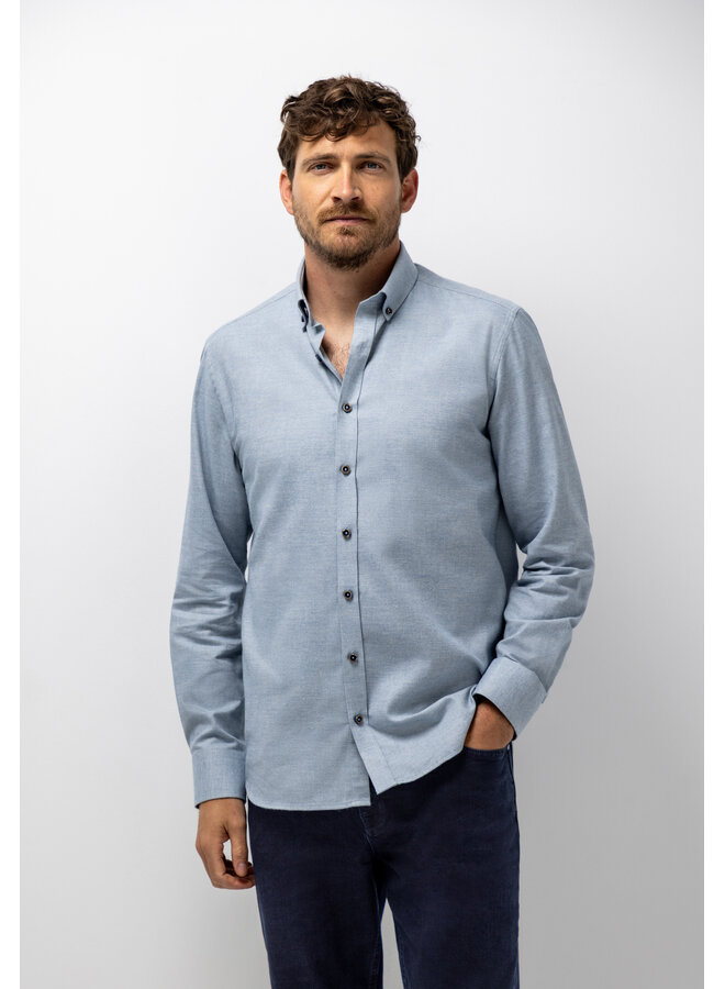 Shirt lange mouw twill kwaliteit blauw