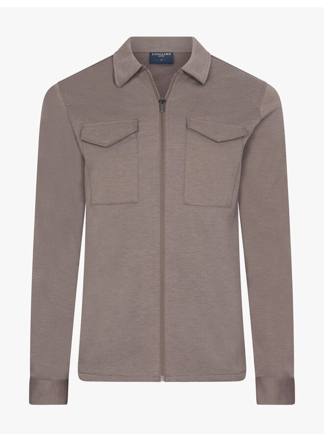 Zeradino overshirt met rits taupe melange