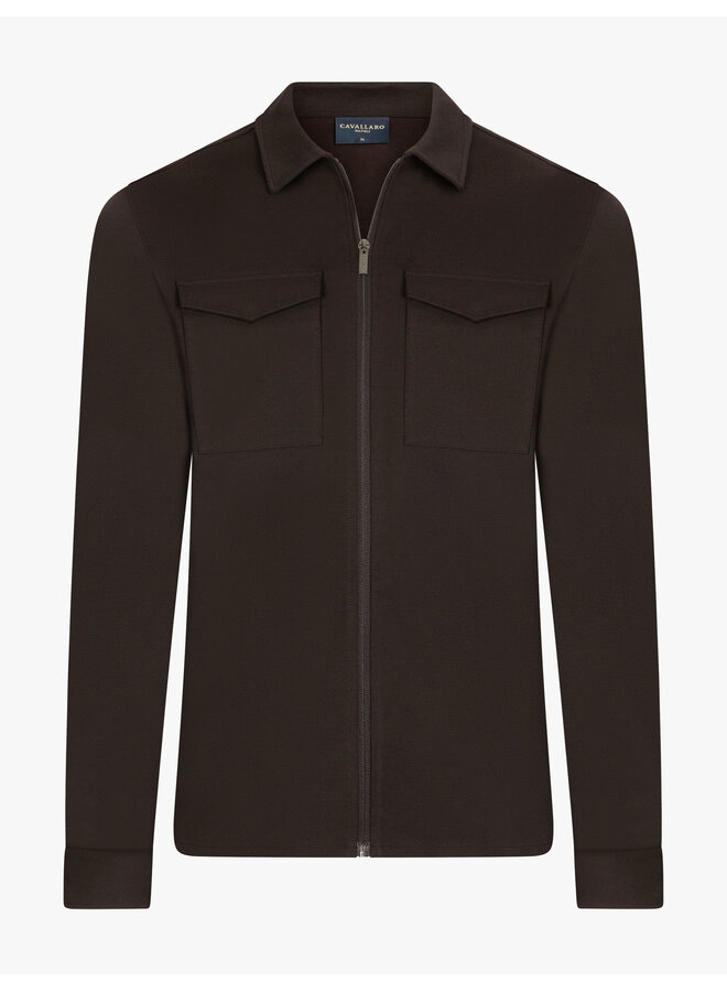Zeradino overshirt met rits dark brown