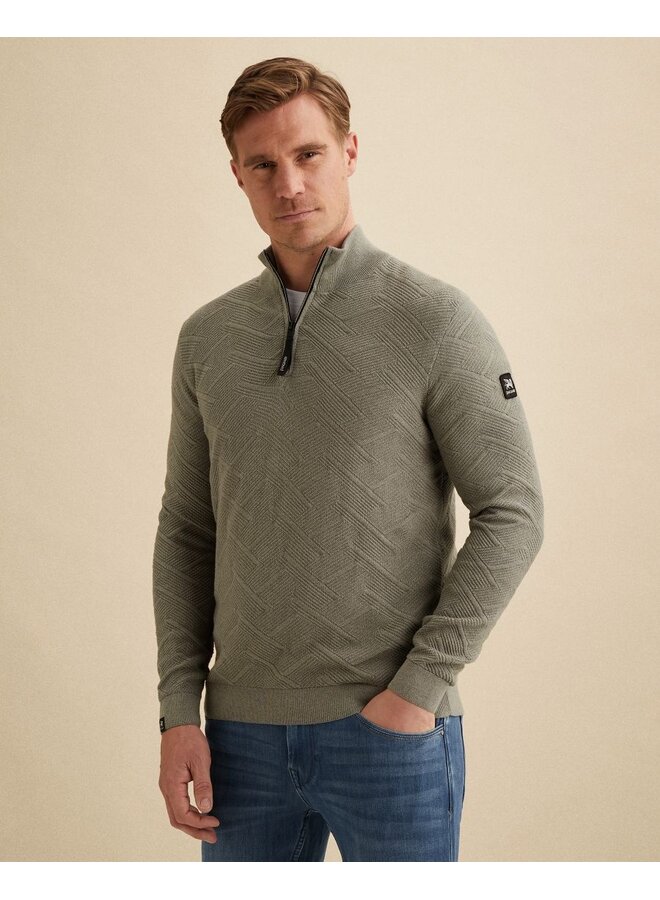 Pullover half zip structure forest fog green