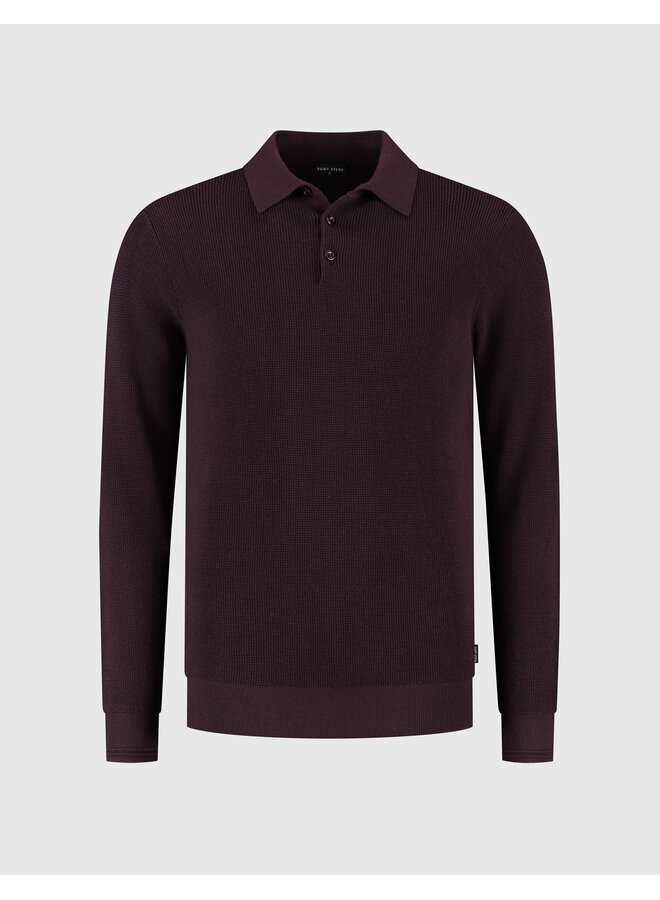 Polo lange mouw structuur Merlot