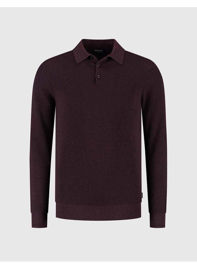 Saint Steve polo lange mouw structure Burgundy