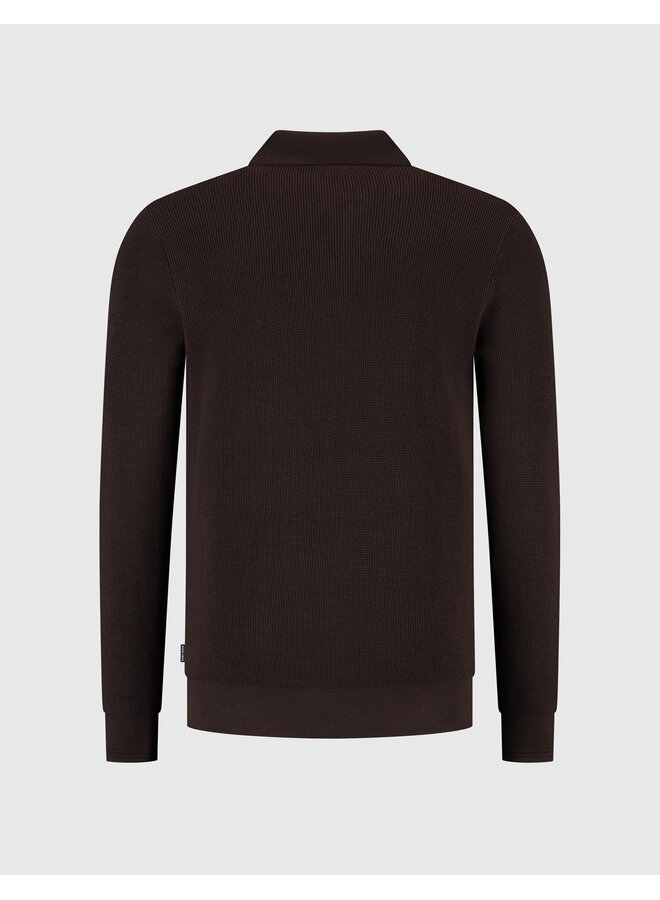 Saint Steve polo lange mouw structure dark brown