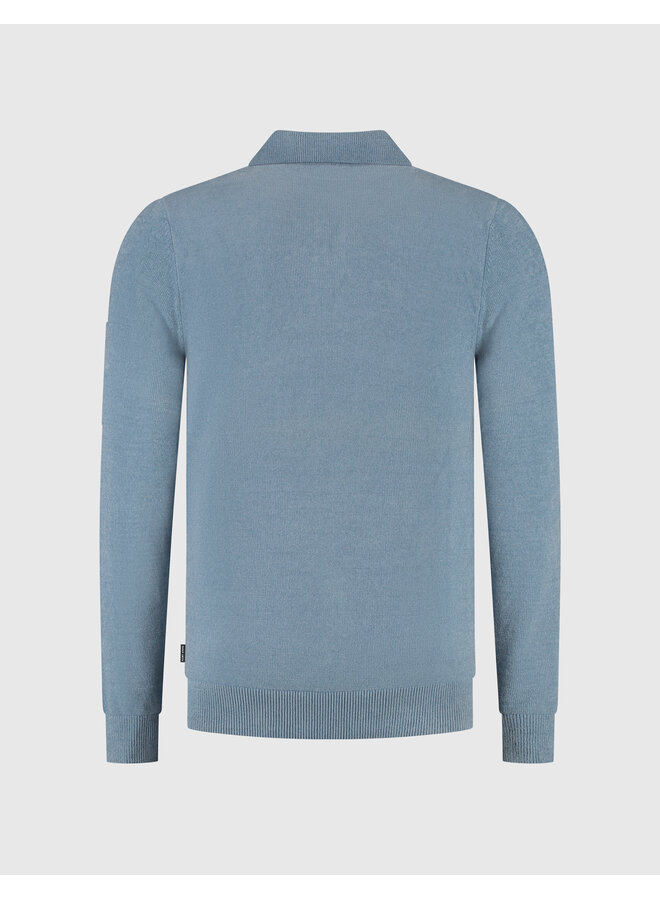 Saint Steve polo lange mouw chenille licht blauw
