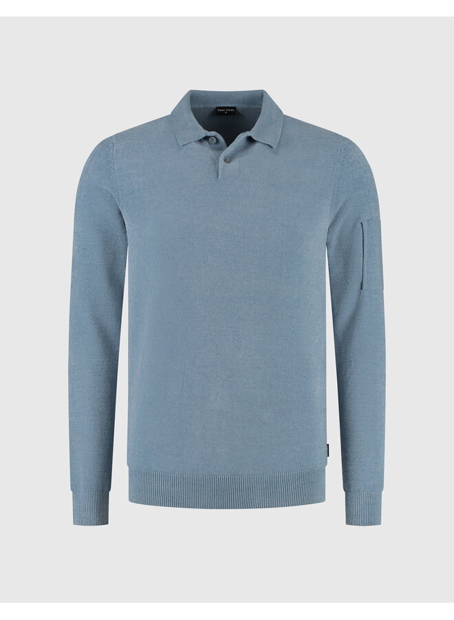 Polo lange mouw chenille kwaliteit ashley blue