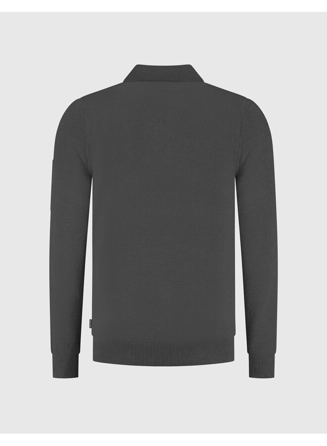 Saint Steve polo lange mouw chenille antraciet