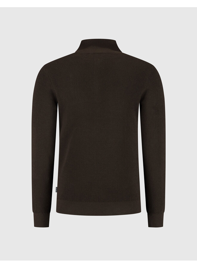 Saint Steve half zip pullover structure dark brown
