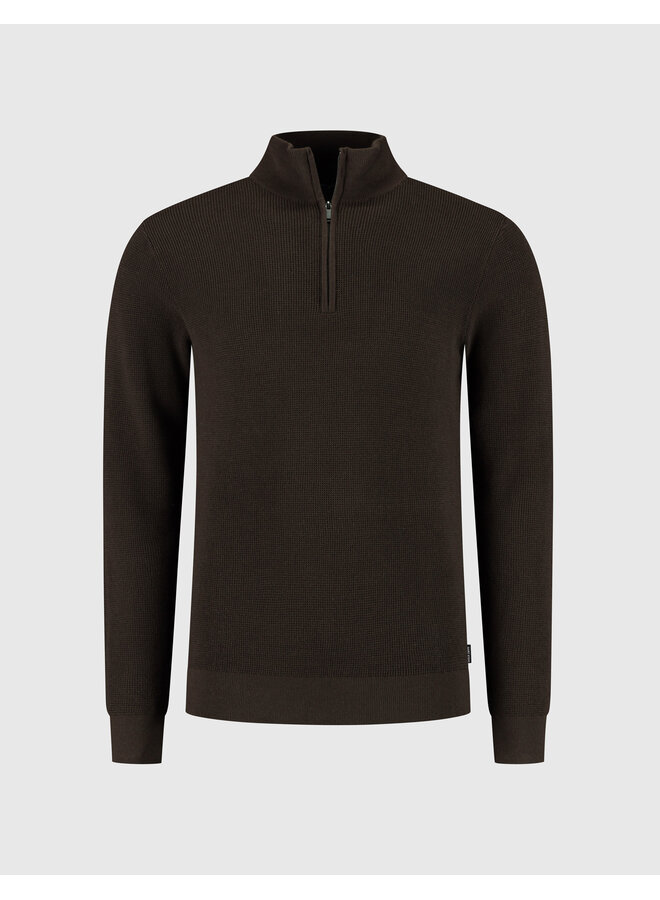 Saint Steve half zip pullover structure dark brown