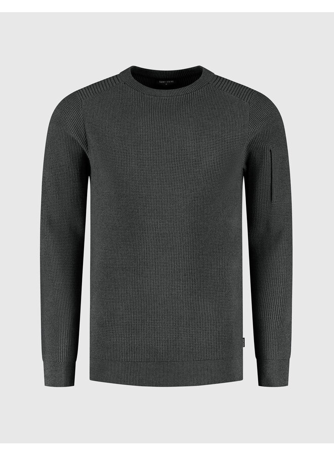 Saint Steve ronde hals structure pullover antraciet