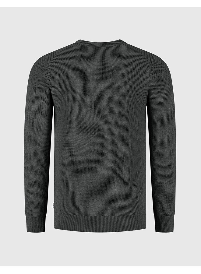 Saint Steve ronde hals structure pullover antraciet
