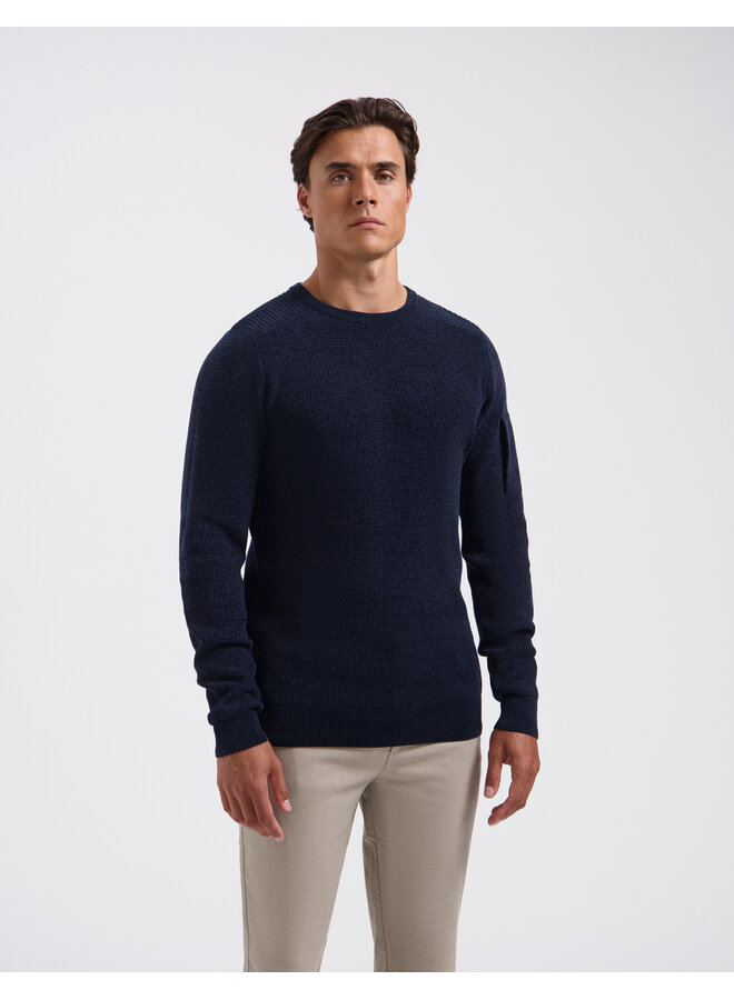 Saint Steve ronde hals structure pullover navy