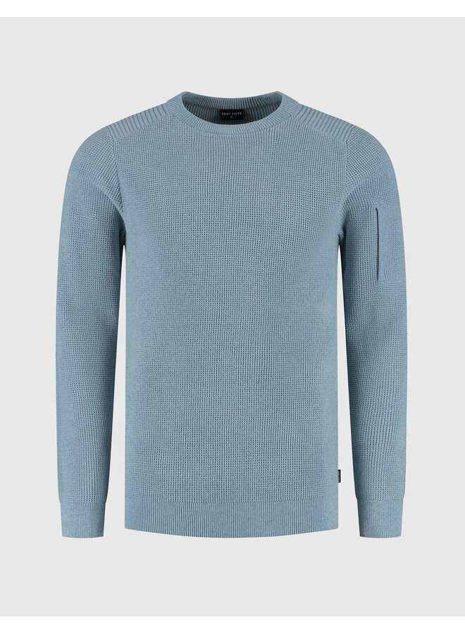 Pullover ronde hals structure ashley blu