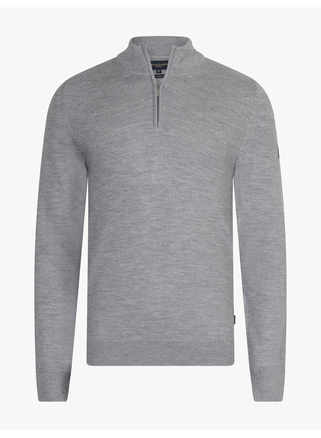 Cavallaro Merino half zip pullover licht grijs
