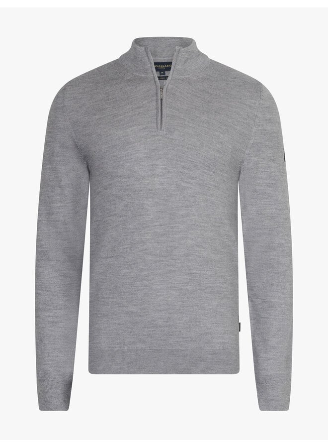 Merino half zip pullover light grey melange