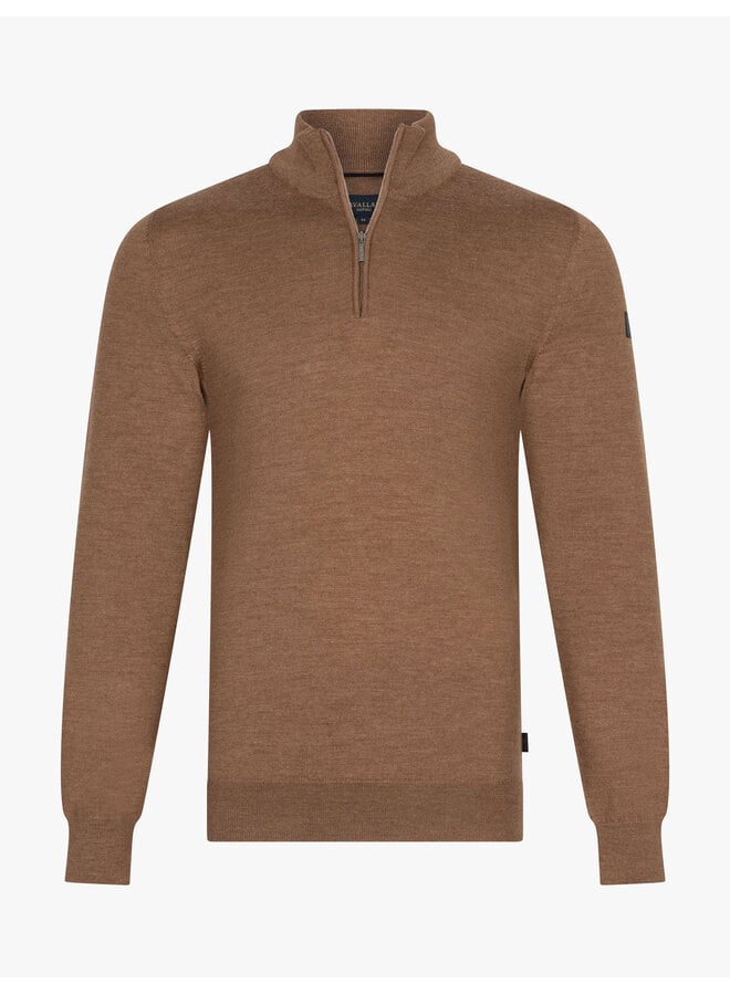 Merino half zip pullover camel